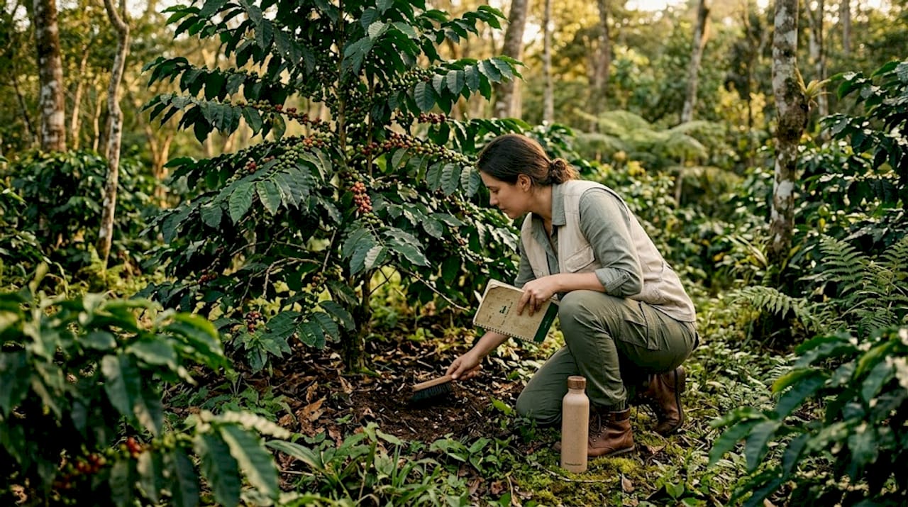 Agronomist studies shade-grown coffee agroforest