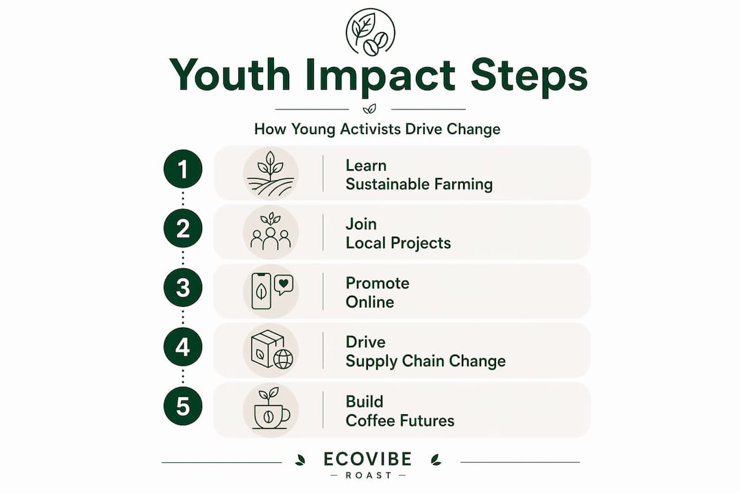 Steps showing youth activism in sustainable coffee