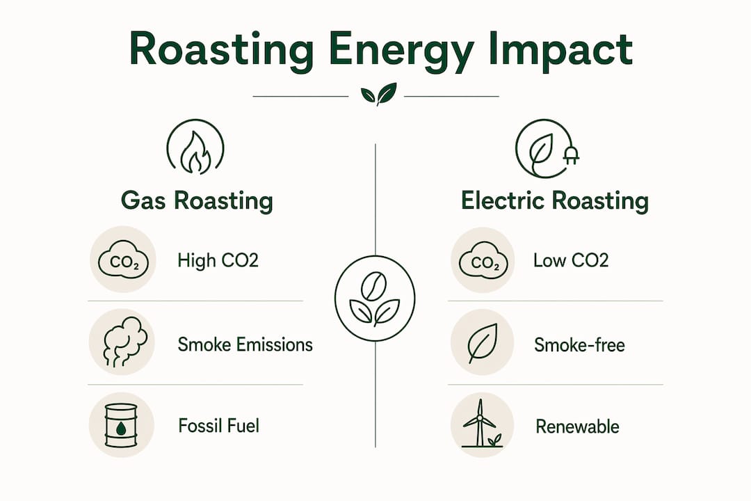 Infographic comparing gas vs electric roasting environmental impact