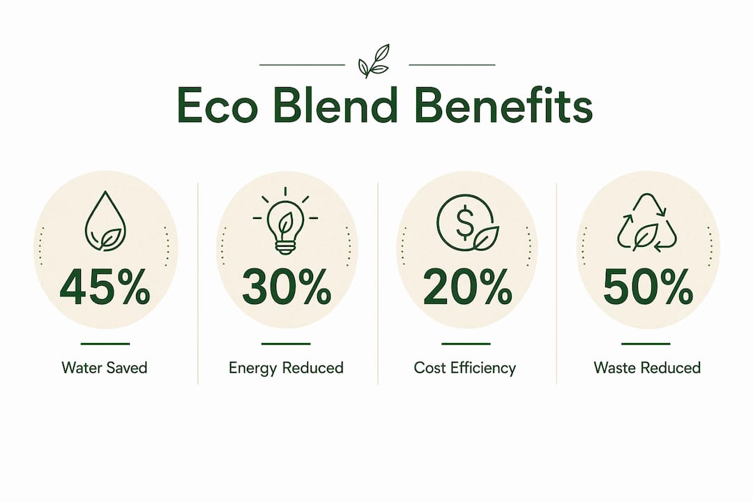 Infographic displaying key eco blend benefits in percentages