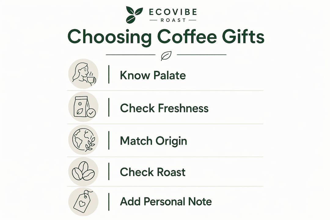 Infographic listing steps to choose coffee gifts