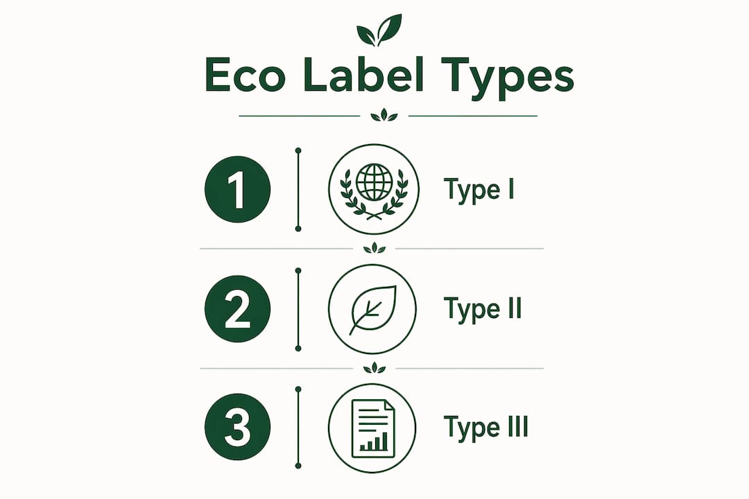 Infographic showing three types of eco-labels for beverages
