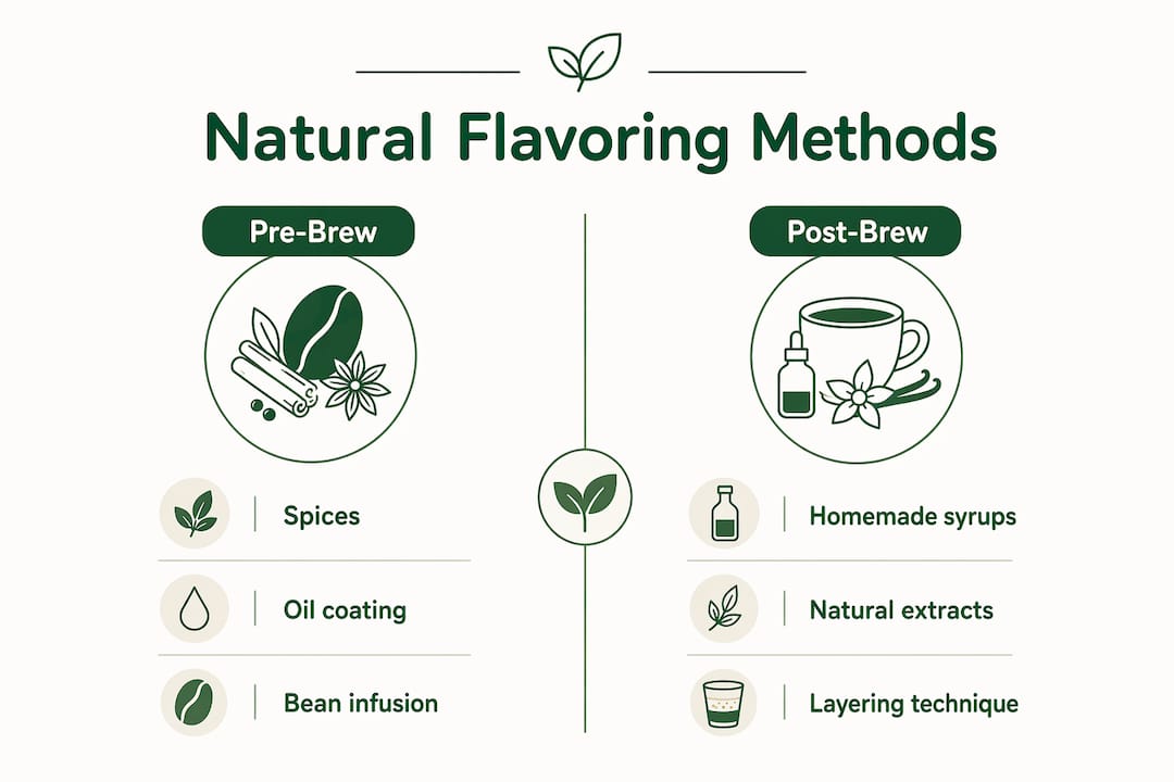 Infographic comparing natural coffee flavoring methods