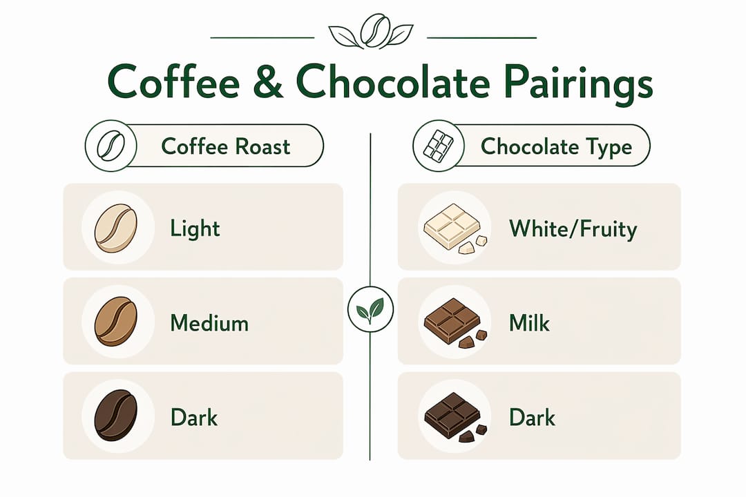 Infographic comparing coffee roasts and chocolate types
