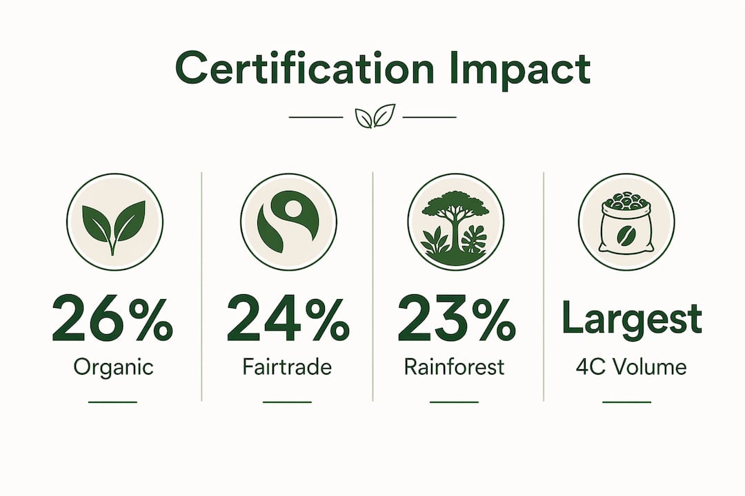 Infographic showing coffee certification impact statistics