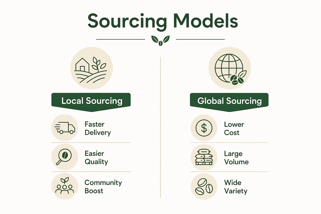 Infographic comparing local and global sourcing benefits