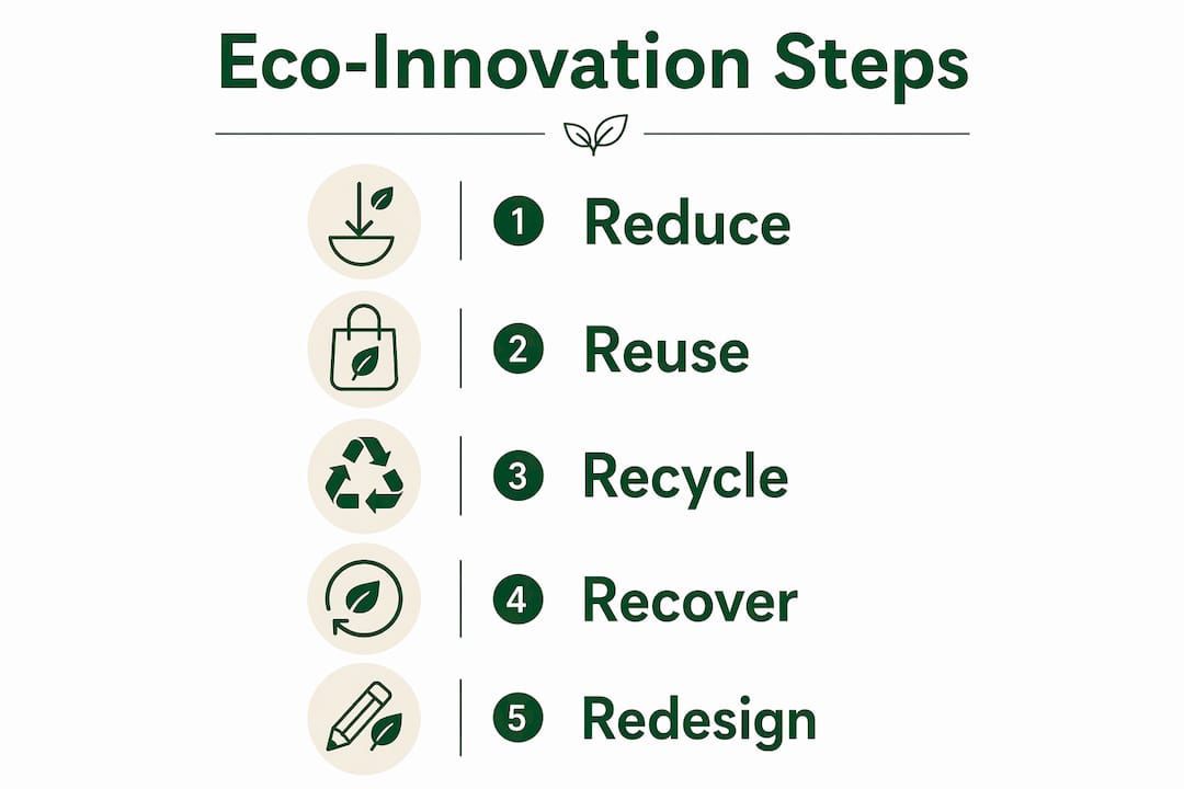 Infographic showing eco-innovation packaging steps