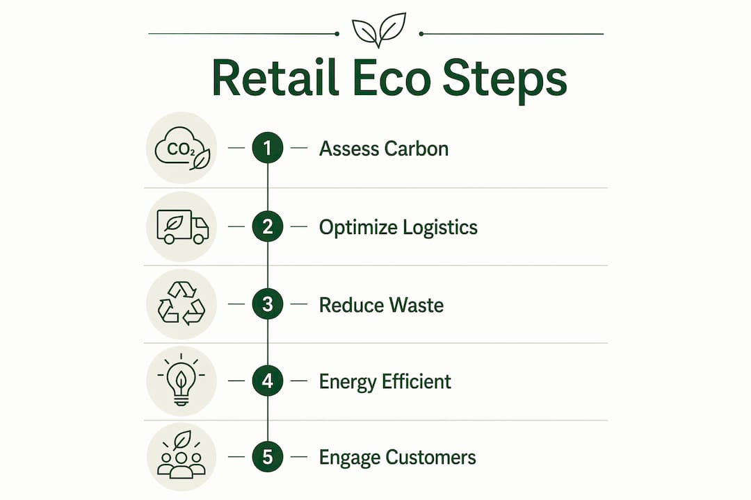 Infographic illustrating key retail eco initiative steps