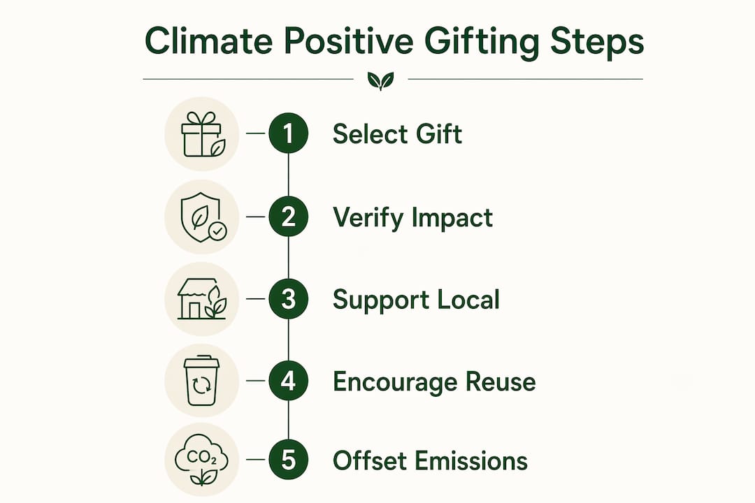 Infographic detailing climate positive gifting steps