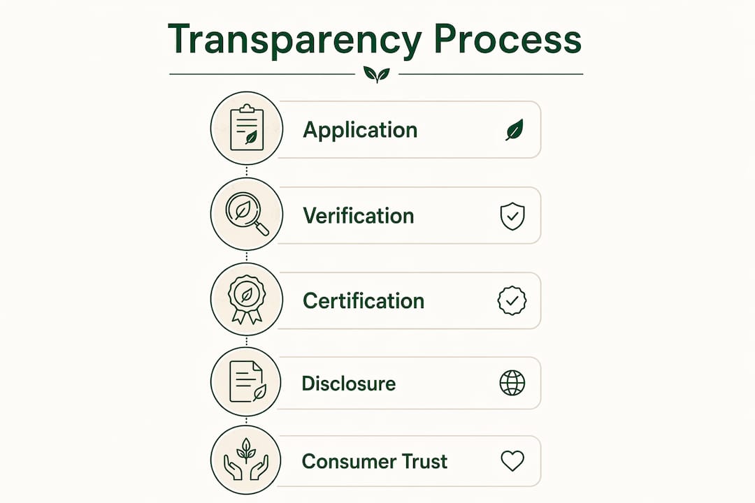 Infographic showing eco-label transparency process steps