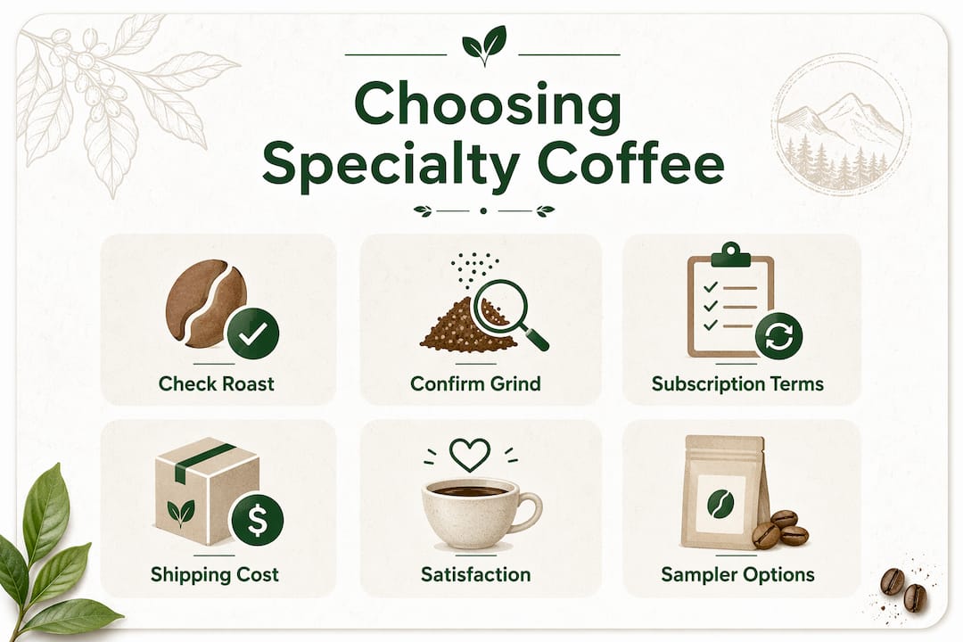 Infographic outlining steps to choose coffee online