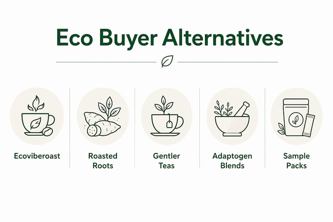 Infographic displaying eco coffee alternative categories in hierarchy