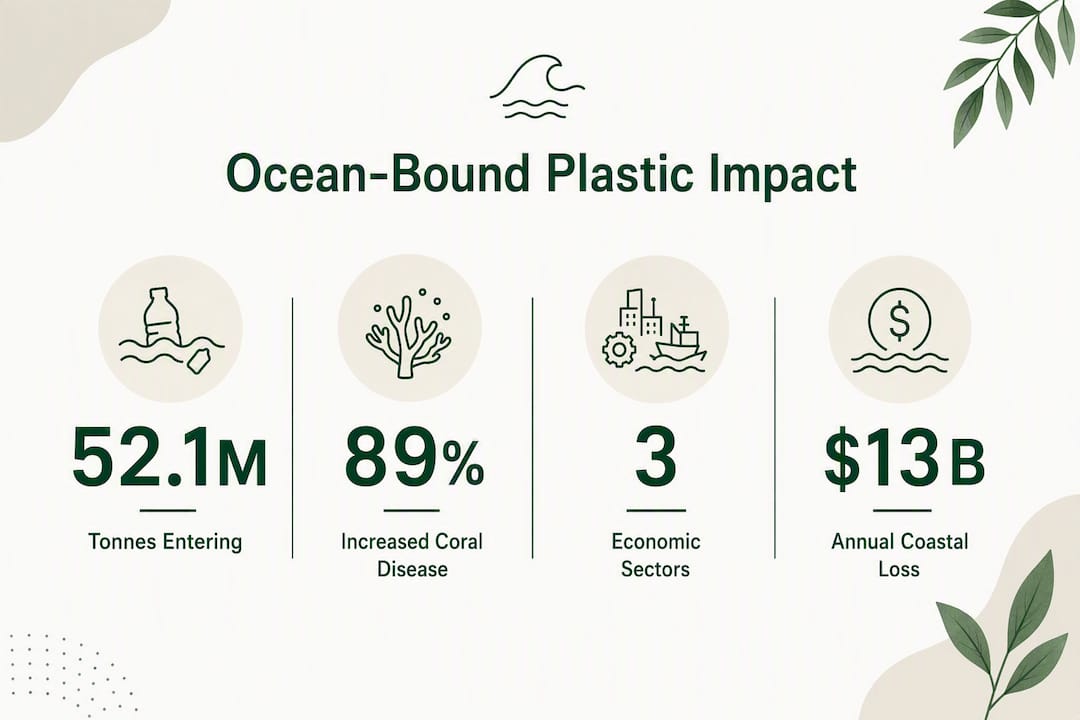 Infographic illustrating ocean-bound plastic impact stats