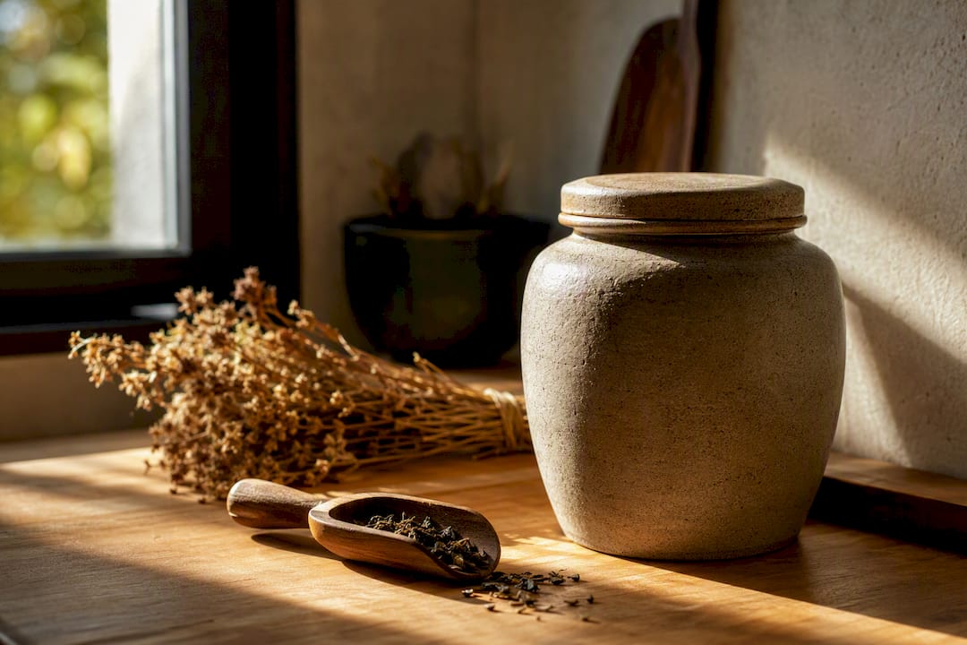 Airtight tin for storing dried herbal tea