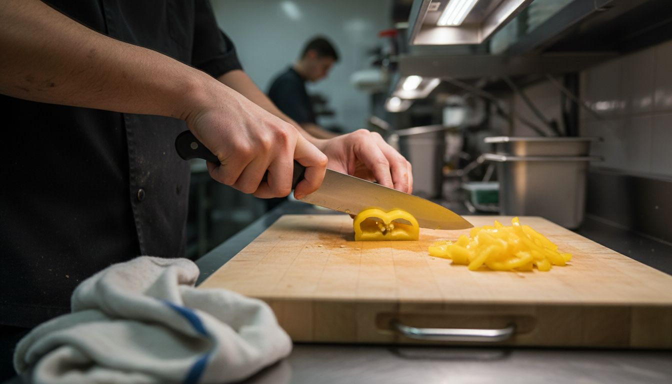 Claw grip knife safety demonstration hands