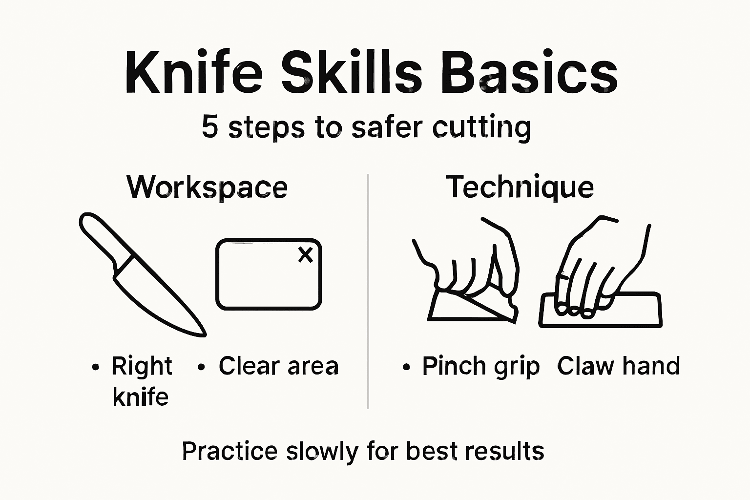 Infographic on basic professional knife skills steps