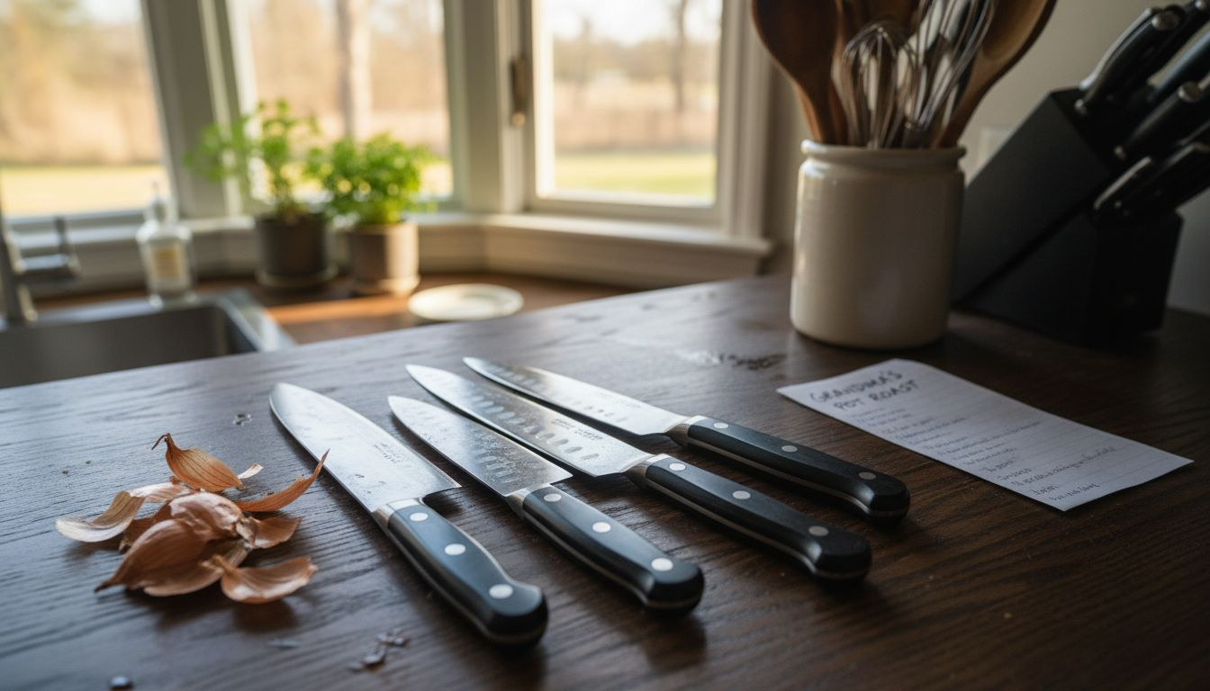 Premium kitchen knives close-up view