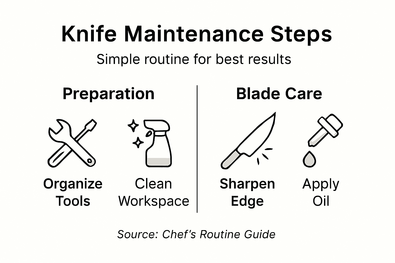 Infographic of knife maintenance steps