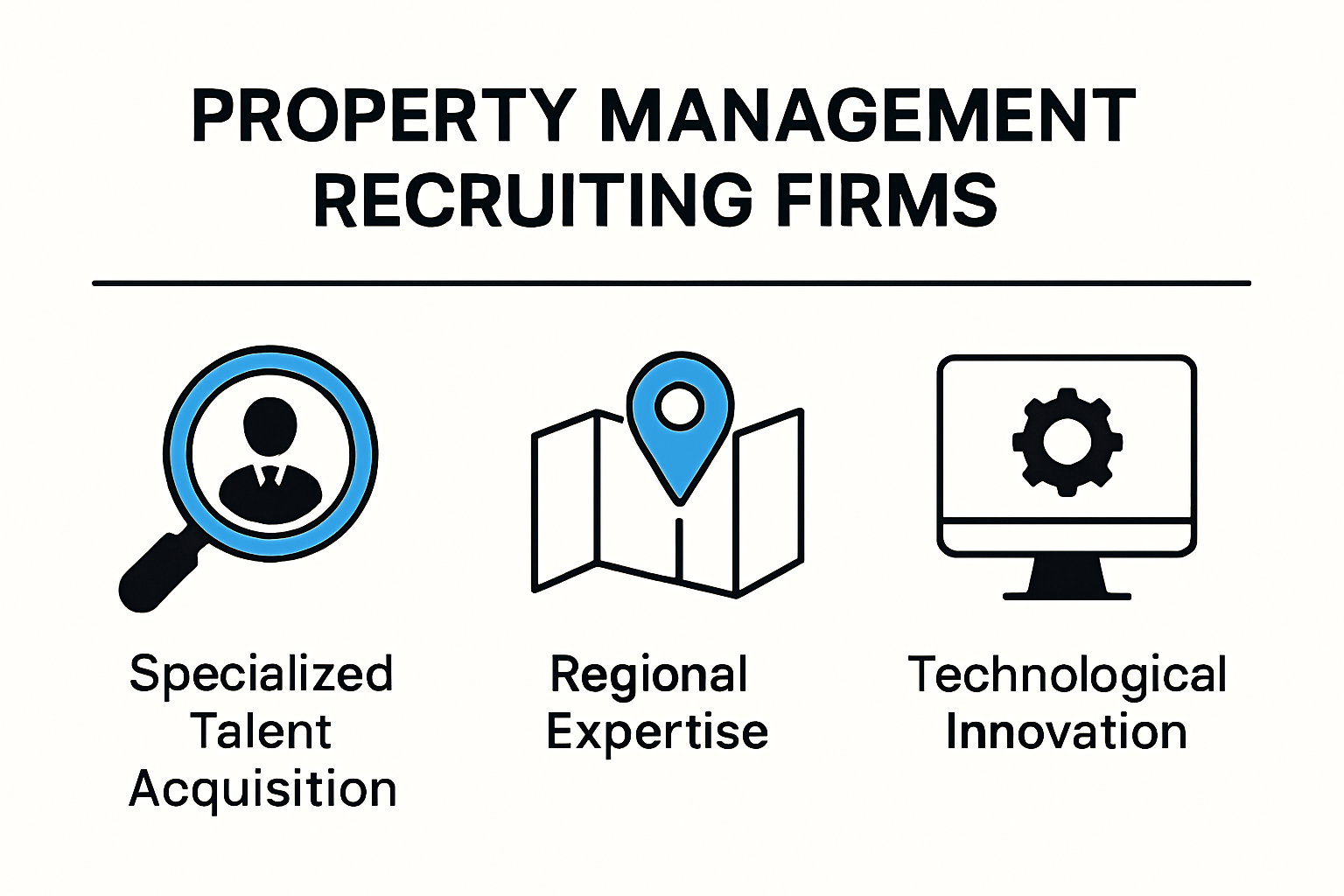 Infographic illustrating how property management recruiting firms help companies