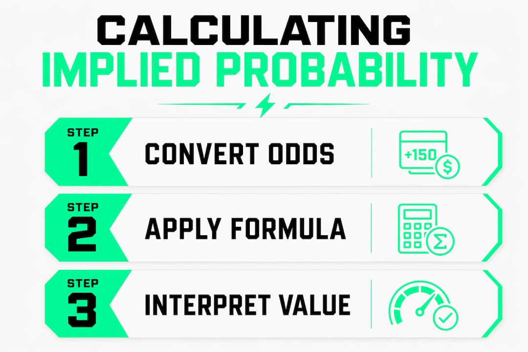 Infographic illustrating steps to calculate implied probability