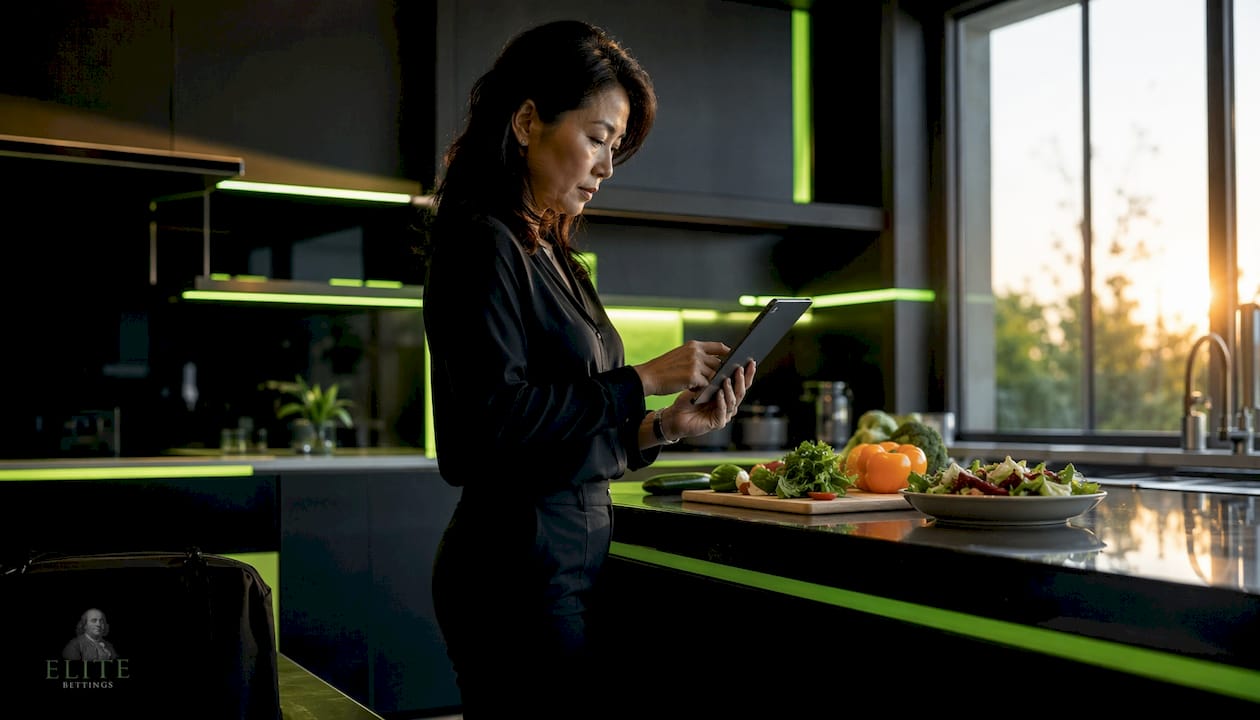 Woman placing live basketball bets on phone