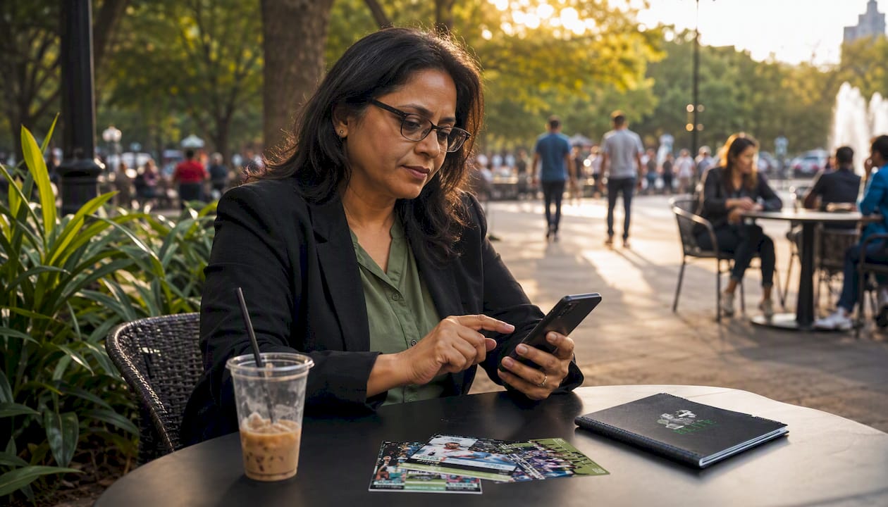 Woman using smartphone for live betting