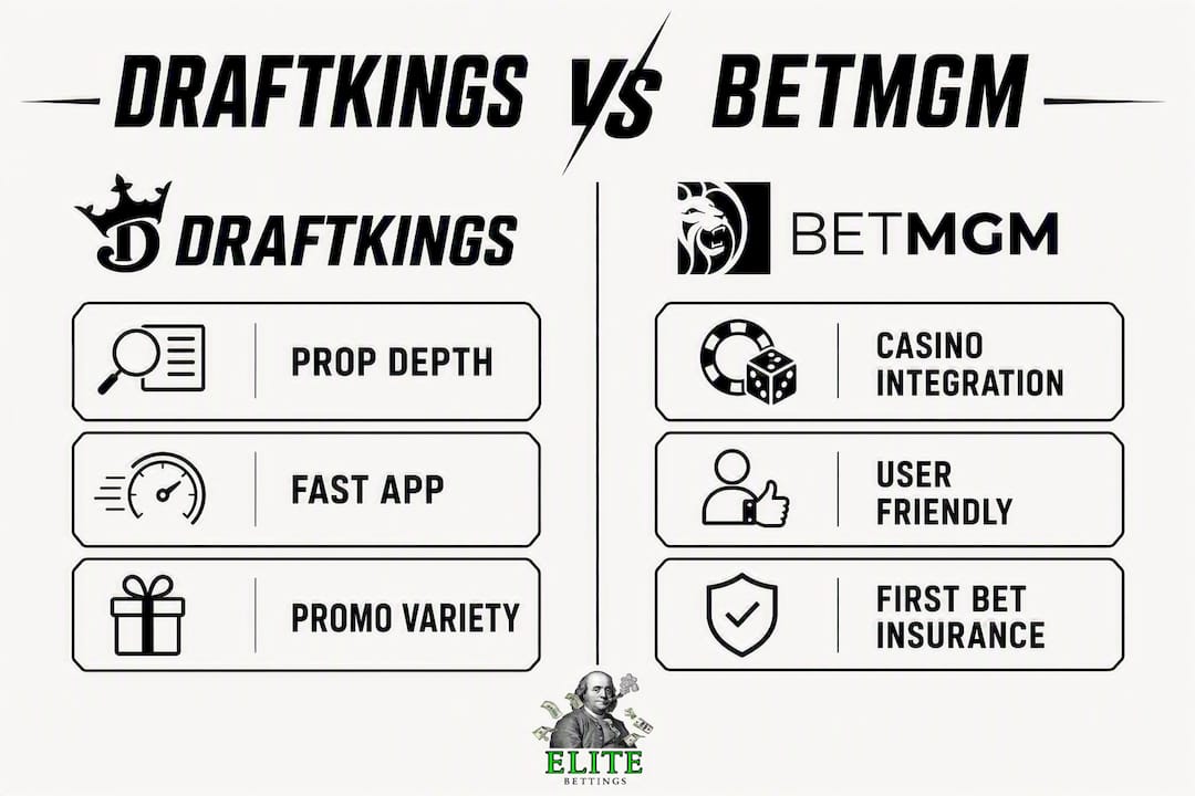 Infographic comparing DraftKings and BetMGM features