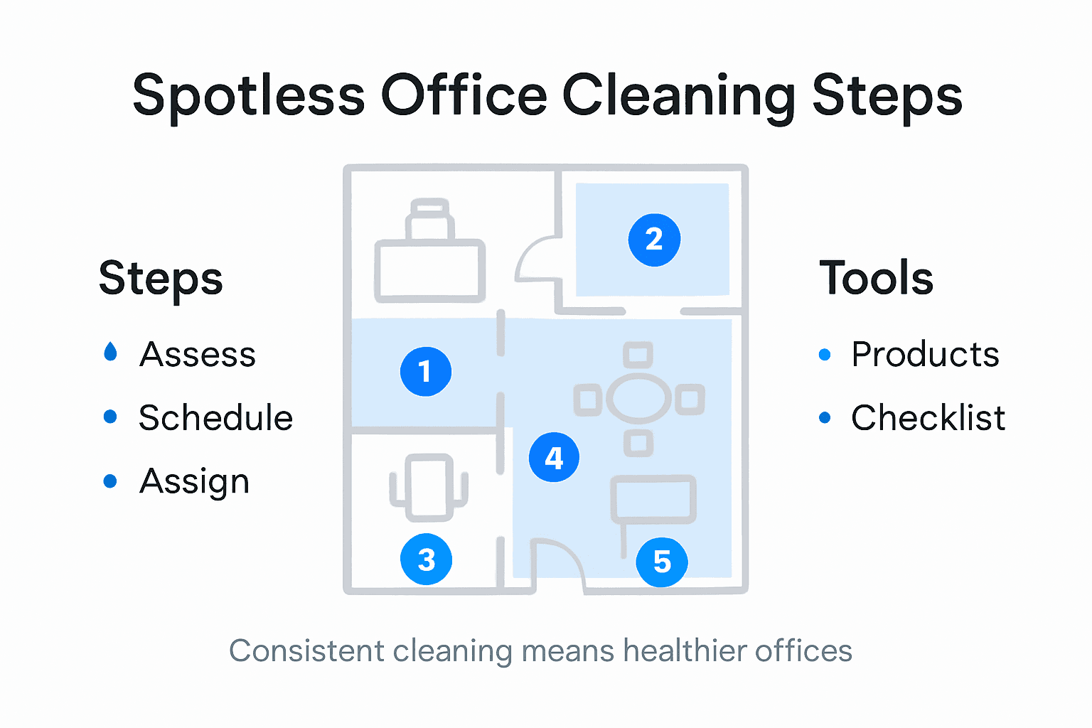 Infographic outlining office cleaning process