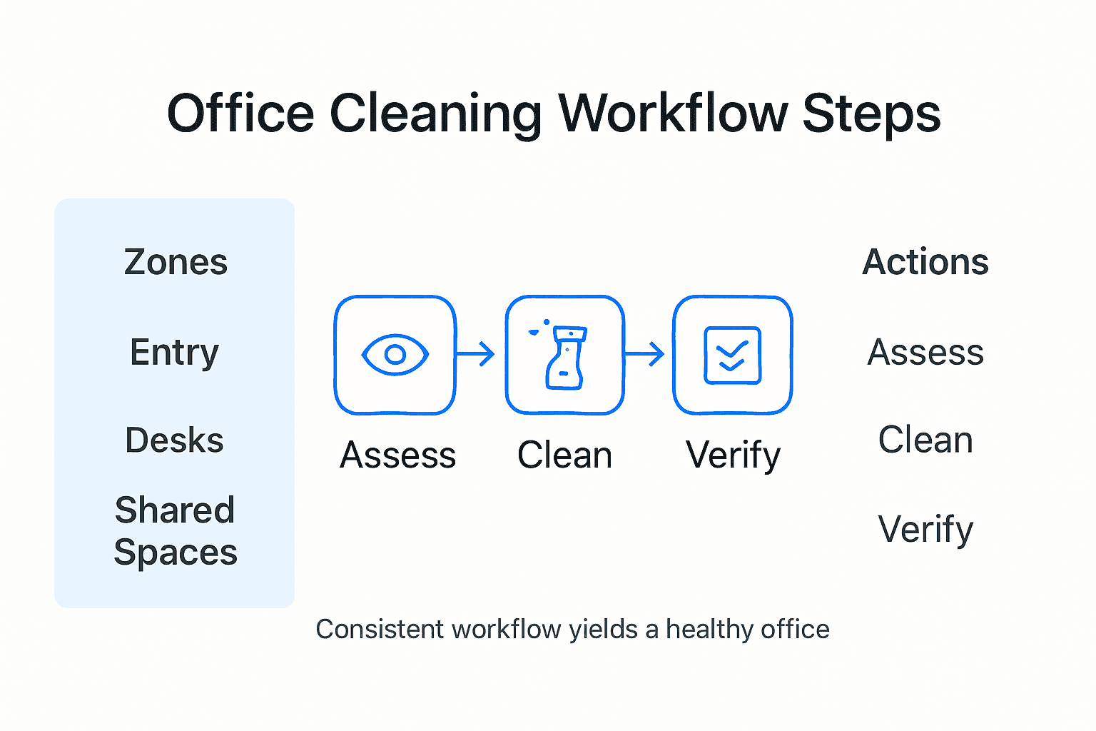 Infographic showing office cleaning workflow overview