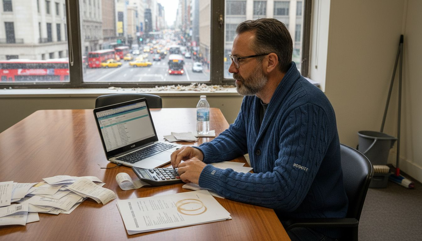 SME owner reviewing cleaning service costs