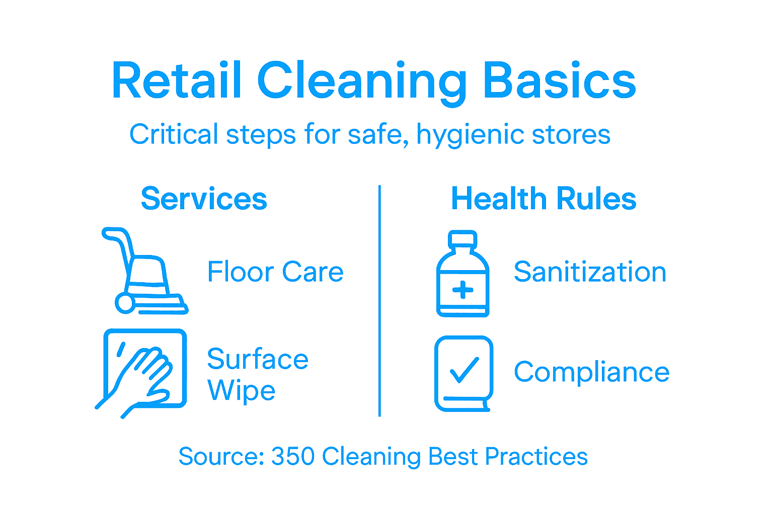 Infographic of retail cleaning steps and rules