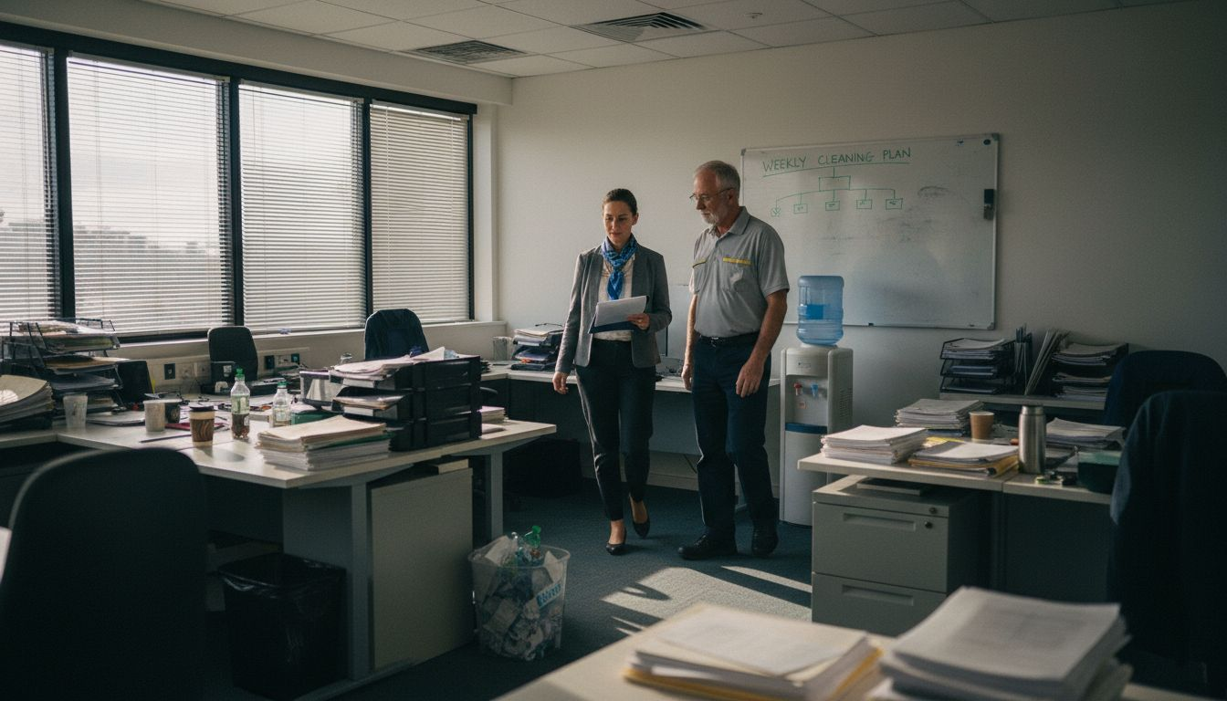 Manager and supervisor review cleaning needs