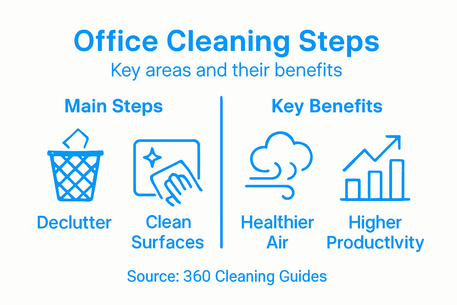 Infographic summarizing office cleaning steps