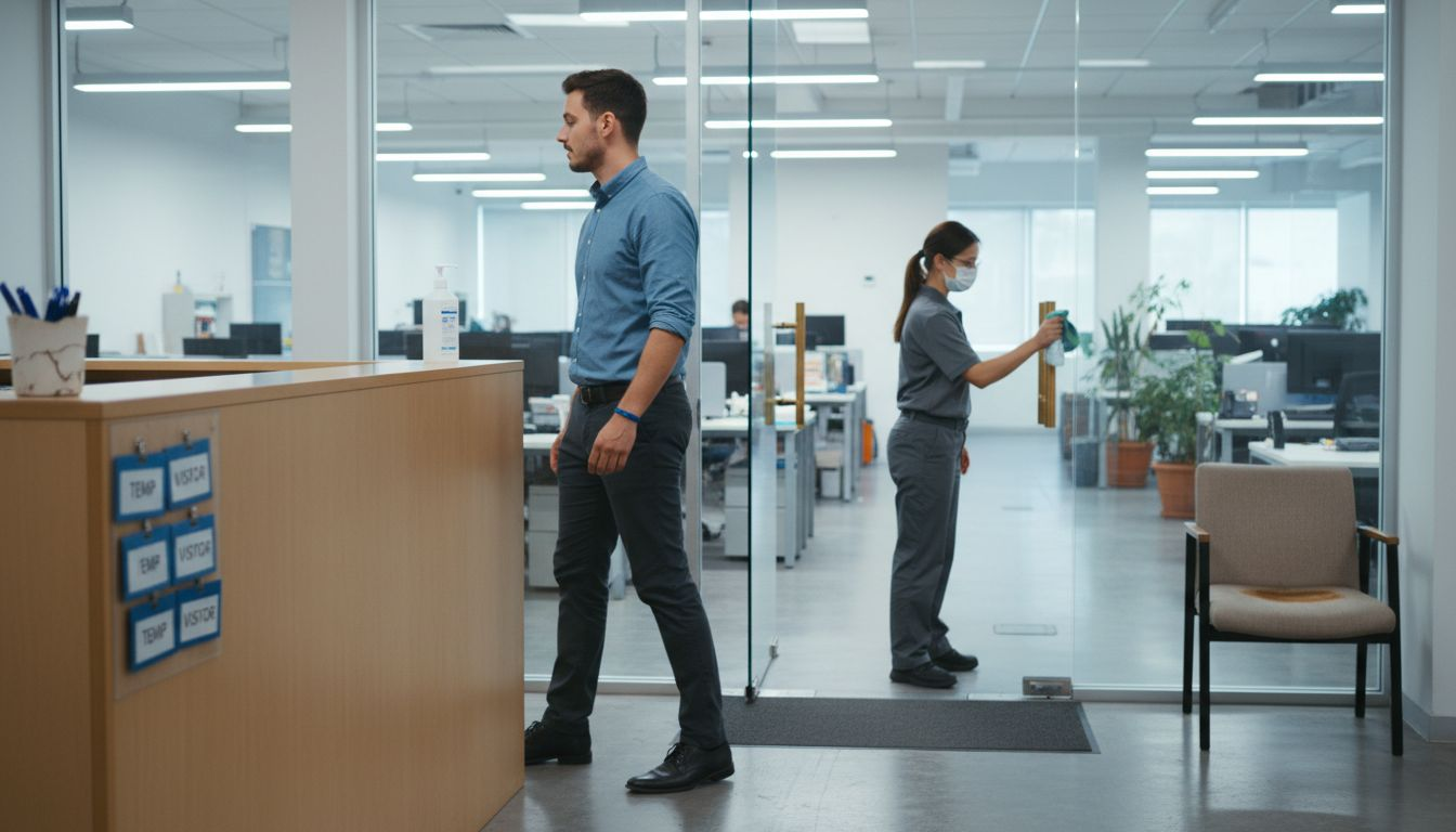 Office entry with active cleaning protocol