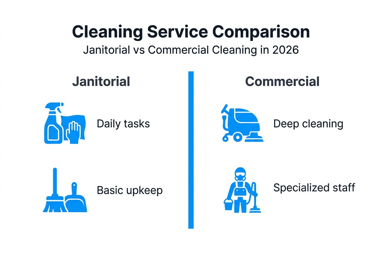 Infographic comparing janitorial and commercial cleaning services