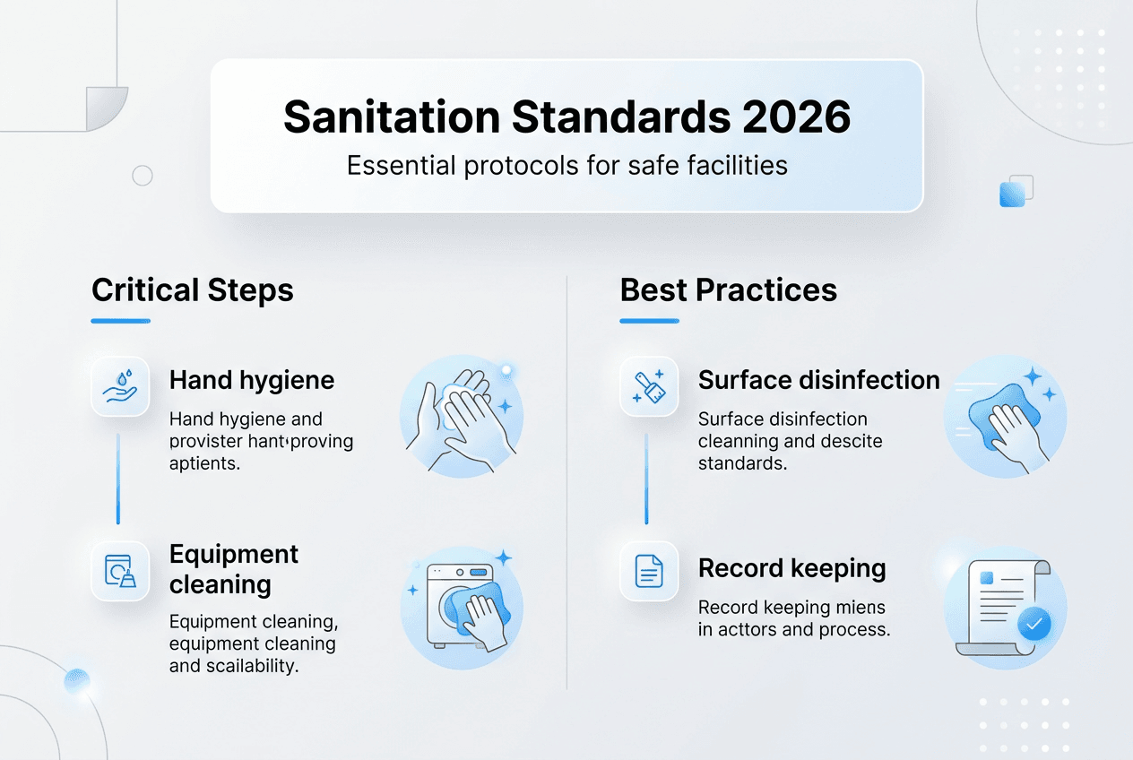 Infographic outlining essential medical sanitation standards