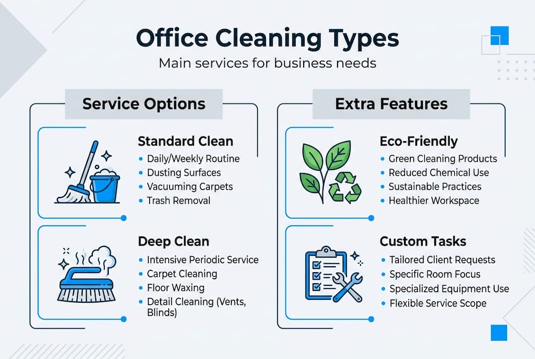 Infographic of cleaning service options and features