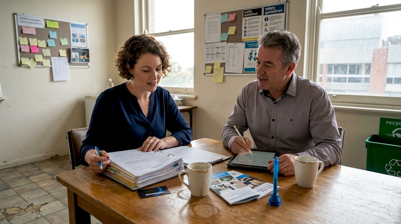 Managers compare cleaning provider materials