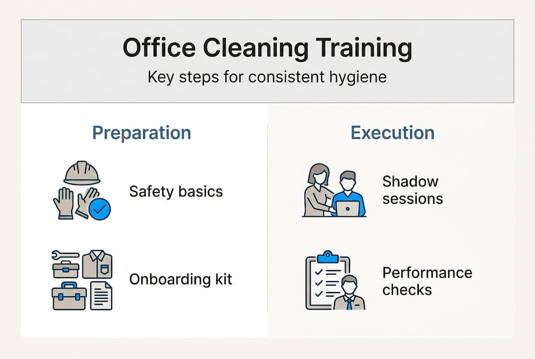 Infographic of office cleaning training steps
