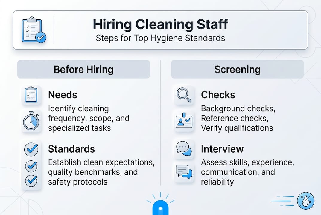 Infographic on hiring cleaning staff steps