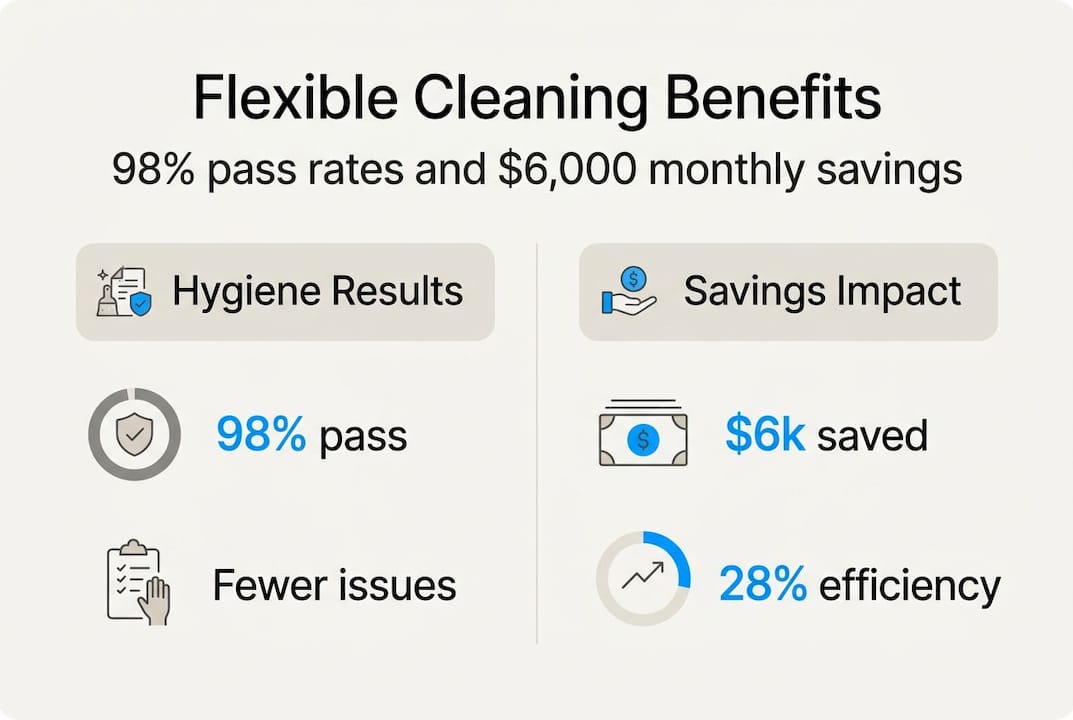 Infographic summarizing hygiene results and cost savings