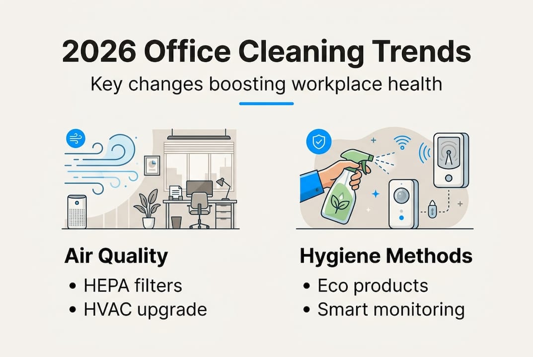 Infographic summarizing 2026 office cleaning trends