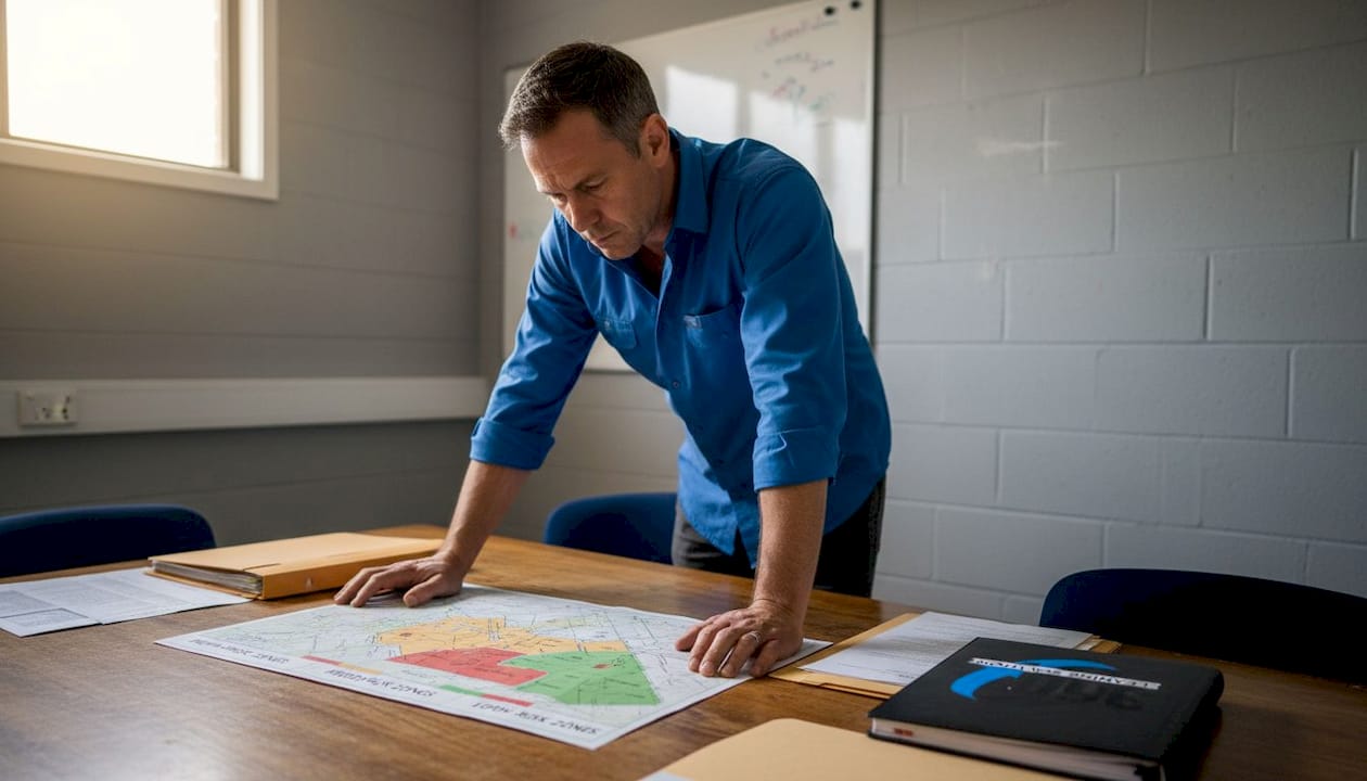 Manager referencing facility risk zone map