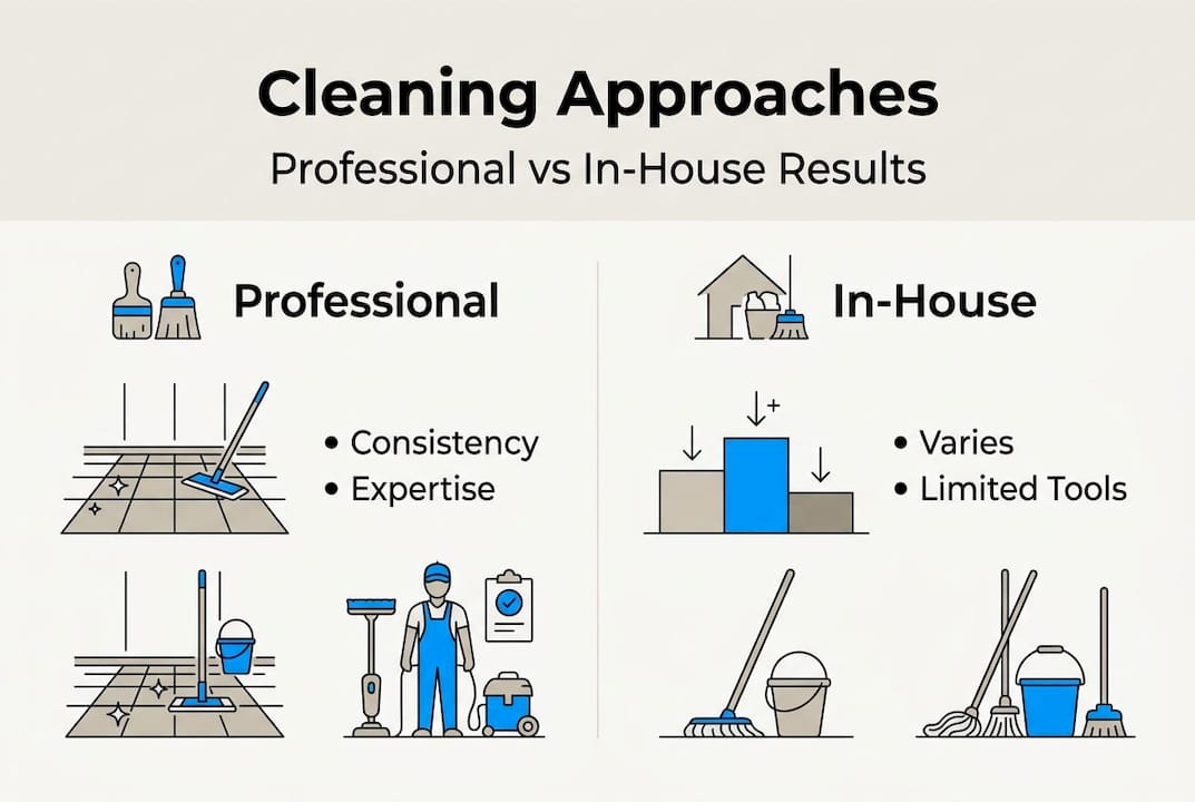 Infographic compares professional and in-house cleaning