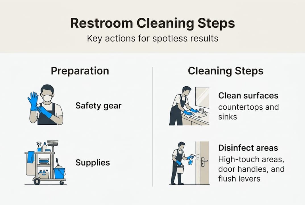 Infographic overview: restroom cleaning steps