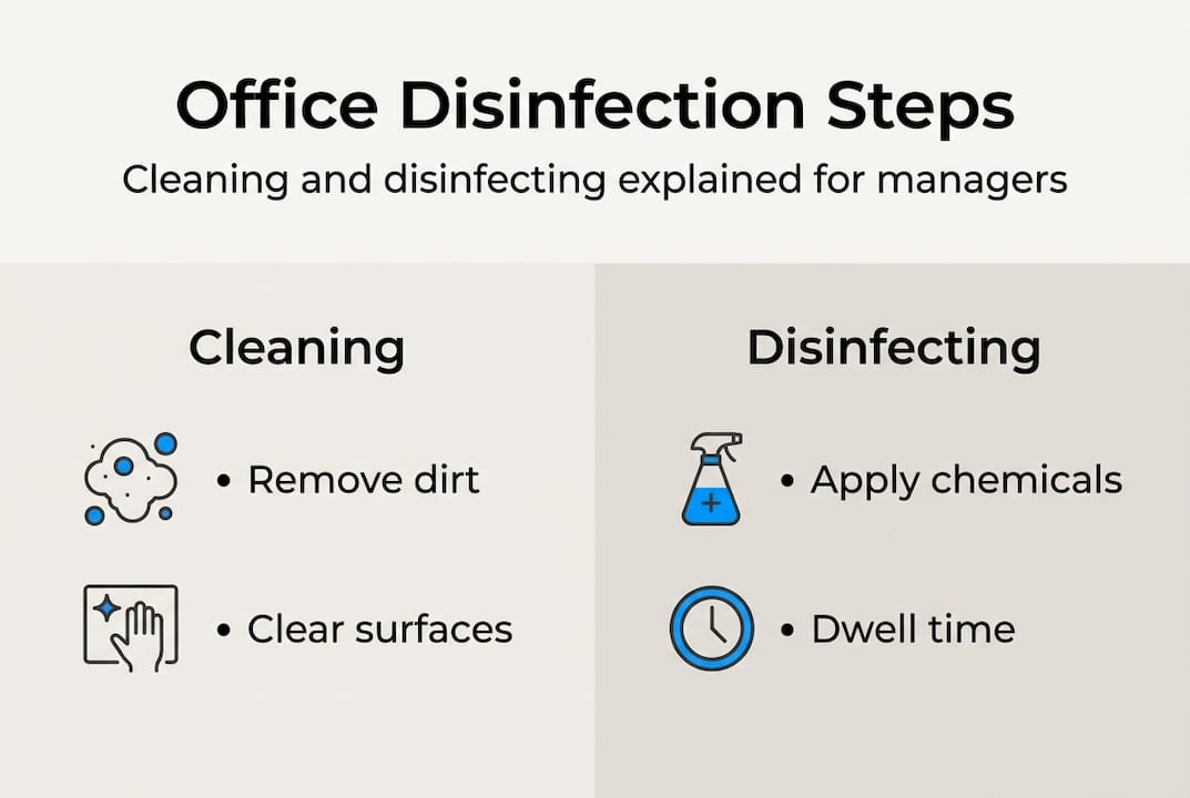 Infographic showing office disinfection steps overview