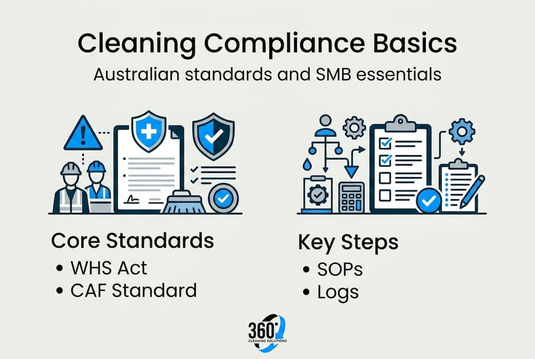 Infographic on cleaning compliance basics and steps