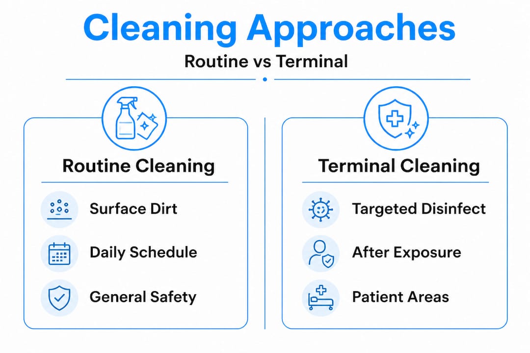 Infographic comparing routine and terminal cleaning