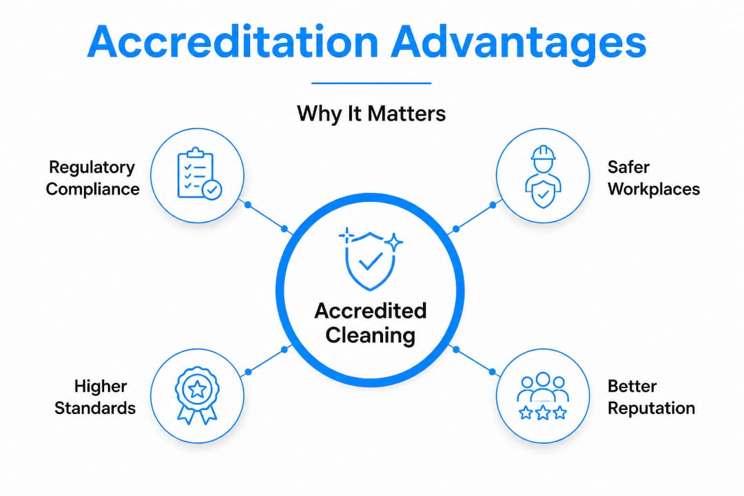 Infographic charting key benefits of cleaning accreditation
