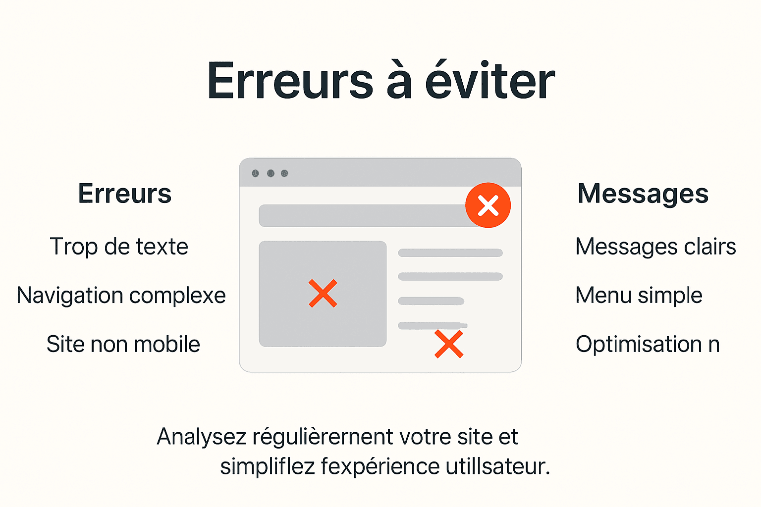 Infographie : les erreurs à éviter sur le site web d’un thérapeute
